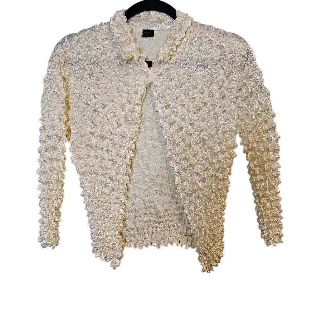 Magic Scarf, ivory cardigan. Size M. #881